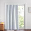 imageNICETOWN Lower Noise Room Divider Curtain Screen Partitions with Adhesive Curtain Track 7ft Tall x 83ft Wide Black Blackout Sound Reducing Panel for DoorwayGlass WindowSliding DoorPatioGreyish White