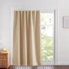 imageNICETOWN Lower Noise Room Divider Curtain Screen Partitions with Adhesive Curtain Track 7ft Tall x 83ft Wide Black Blackout Sound Reducing Panel for DoorwayGlass WindowSliding DoorPatioBiscotti Beige