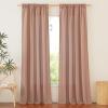 imageNICETOWN Natural Linen Curtains ampamp Drapes for Windows 84 inch Long Rod Pocket ampamp Back Tab Thick Flax Semi Sheer Privacy Assured with Light Filtering for BedroomLiving Room W55 x L84 2 PiecesTerracotta