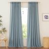 imageNICETOWN Natural Linen Curtains ampamp Drapes for Windows 84 inch Long Rod Pocket ampamp Back Tab Thick Flax Semi Sheer Privacy Assured with Light Filtering for BedroomLiving Room W55 x L84 2 PiecesStone Blue
