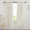 imageNICETOWN Natural Linen Curtains ampamp Drapes for Windows 84 inch Long Rod Pocket ampamp Back Tab Thick Flax Semi Sheer Privacy Assured with Light Filtering for BedroomLiving Room W55 x L84 2 PiecesNatural