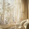 imageNICETOWN Natural Linen Curtains ampamp Drapes for Windows 84 inch Long Rod Pocket ampamp Back Tab Thick Flax Semi Sheer Privacy Assured with Light Filtering for BedroomLiving Room W55 x L84 2 PiecesFlowers on Greyish White