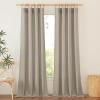 imageNICETOWN Natural Linen Curtains ampamp Drapes for Windows 84 inch Long Rod Pocket ampamp Back Tab Thick Flax Semi Sheer Privacy Assured with Light Filtering for BedroomLiving Room W55 x L84 2 PiecesTaupe