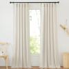 imageNICETOWN Natural Linen Curtains ampamp Drapes for Windows 84 inch Long Rod Pocket ampamp Back Tab Thick Flax Semi Sheer Privacy Assured with Light Filtering for BedroomLiving Room W55 x L84 2 PiecesNatural