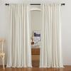 imageNICETOWN Natural Linen Curtains ampamp Drapes for Windows 84 inch Long Rod Pocket ampamp Back Tab Thick Flax Semi Sheer Privacy Assured with Light Filtering for BedroomLiving Room W55 x L84 2 PiecesNatural