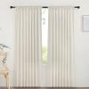 imageNICETOWN Natural Linen Curtains ampamp Drapes for Windows 84 inch Long Rod Pocket ampamp Back Tab Thick Flax Semi Sheer Privacy Assured with Light Filtering for BedroomLiving Room W55 x L84 2 PiecesNatural