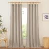 imageNICETOWN Natural Linen Curtains ampamp Drapes for Windows 84 inch Long Rod Pocket ampamp Back Tab Thick Flax Semi Sheer Privacy Assured with Light Filtering for BedroomLiving Room W55 x L84 2 PiecesCamel