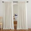 imageNICETOWN Natural Linen Curtains ampamp Drapes for Windows 84 inch Long Rod Pocket ampamp Back Tab Thick Flax Semi Sheer Privacy Assured with Light Filtering for BedroomLiving Room W55 x L84 2 PiecesNatural