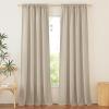 imageNICETOWN Natural Linen Curtains ampamp Drapes for Windows 84 inch Long Rod Pocket ampamp Back Tab Thick Flax Semi Sheer Privacy Assured with Light Filtering for BedroomLiving Room W55 x L84 2 PiecesAngora