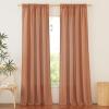 imageNICETOWN Natural Linen Curtains ampamp Drapes for Windows 84 inch Long Rod Pocket ampamp Back Tab Thick Flax Semi Sheer Privacy Assured with Light Filtering for BedroomLiving Room W55 x L84 2 PiecesBurnt Orange