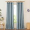 imageNICETOWN Natural Linen Curtains ampamp Drapes for Windows 84 inch Long Rod Pocket ampamp Back Tab Thick Flax Semi Sheer Privacy Assured with Light Filtering for BedroomLiving Room W55 x L84 2 PiecesStone Blue