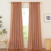imageNICETOWN Natural Linen Curtains ampamp Drapes for Windows 84 inch Long Rod Pocket ampamp Back Tab Thick Flax Semi Sheer Privacy Assured with Light Filtering for BedroomLiving Room W55 x L84 2 PiecesBurnt Orange