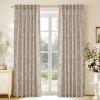 imageNICETOWN Natural Linen Curtains ampamp Drapes for Windows 84 inch Long Rod Pocket ampamp Back Tab Thick Flax Semi Sheer Privacy Assured with Light Filtering for BedroomLiving Room W55 x L84 2 PiecesBrown on Greyish White