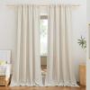 imageNICETOWN Natural Linen Curtains ampamp Drapes for Windows 84 inch Long Rod Pocket ampamp Back Tab Thick Flax Semi Sheer Privacy Assured with Light Filtering for BedroomLiving Room W55 x L84 2 PiecesNatural