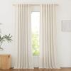imageNICETOWN Natural Linen Curtains ampamp Drapes for Windows 84 inch Long Rod Pocket ampamp Back Tab Thick Flax Semi Sheer Privacy Assured with Light Filtering for BedroomLiving Room W55 x L84 2 PiecesNatural