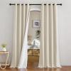 imageNICETOWN Natural Thick Linen 100 Blackout Farmhouse Curtain 2 Layers Panels 84 inch for Bedroom 52x84 Sound Blocking Privacy Window Treatments Bronze Grommet Wall Decor for Living Room 2 PiecesNatural