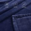 imageNICETOWN Soft Blanket King Size Fleece Warm Fuzzy Throw for BedSofa Lightweight 300GSM Microplush Ultra Warm Blanket 90quot x 108quot GreyNavy Blue