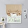 imageNICETOWN Thermal Insulated Blackout Short Curtain  Bathroom Curtain Gray Tie Up Shade for Small Window Window Valance Balloon Roman Blind Rod Pocket Panel 46 inches W x 63 inches LBiscotti Beige