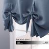 imageNICETOWN Thermal Insulated Blackout Short Curtain  Bathroom Curtain Gray Tie Up Shade for Small Window Window Valance Balloon Roman Blind Rod Pocket Panel 46 inches W x 63 inches LStone Blue