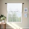 imageNICETOWN Thermal Insulated Blackout Short Curtain  Bathroom Curtain Gray Tie Up Shade for Small Window Window Valance Balloon Roman Blind Rod Pocket Panel 46 inches W x 63 inches LPure White