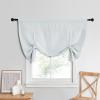 imageNICETOWN Thermal Insulated Blackout Short Curtain  Bathroom Curtain Gray Tie Up Shade for Small Window Window Valance Balloon Roman Blind Rod Pocket Panel 46 inches W x 63 inches LGreyish White