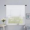 imageNICETOWN Thermal Insulated Blackout Short Curtain  Bathroom Curtain Gray Tie Up Shade for Small Window Window Valance Balloon Roman Blind Rod Pocket Panel 46 inches W x 63 inches LPure White
