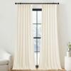 imageNICETOWN Thermal Insulated Velvet Curtains Ivory 96 Inch Length Heavy Duty Keep Warm Drapes Room Darkening Thermal Insulated Curtains for Patio Hall Villa Bedroom Window Treatment Set of 2Ivory White