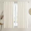 imageNICETOWN Thermal Insulated Velvet Curtains Ivory 96 Inch Length Heavy Duty Keep Warm Drapes Room Darkening Thermal Insulated Curtains for Patio Hall Villa Bedroom Window Treatment Set of 2Ivory White