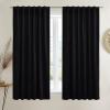 imageNICETOWN Thermal Insulated Velvet Curtains Ivory 96 Inch Length Heavy Duty Keep Warm Drapes Room Darkening Thermal Insulated Curtains for Patio Hall Villa Bedroom Window Treatment Set of 2Black