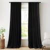 imageNICETOWN Thermal Insulated Velvet Curtains Ivory 96 Inch Length Heavy Duty Keep Warm Drapes Room Darkening Thermal Insulated Curtains for Patio Hall Villa Bedroom Window Treatment Set of 2Black