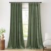 imageNICETOWN Thermal Insulated Velvet Curtains Ivory 96 Inch Length Heavy Duty Keep Warm Drapes Room Darkening Thermal Insulated Curtains for Patio Hall Villa Bedroom Window Treatment Set of 2Sage Green