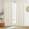 imageNICETOWN Thermal Insulated Velvet Curtains Ivory 96 Inch Length Heavy Duty Keep Warm Drapes Room Darkening Thermal Insulated Curtains for Patio Hall Villa Bedroom Window Treatment Set of 2Ivory White