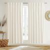 imageNICETOWN Thermal Insulated Velvet Curtains Ivory 96 Inch Length Heavy Duty Keep Warm Drapes Room Darkening Thermal Insulated Curtains for Patio Hall Villa Bedroom Window Treatment Set of 2Ivory White