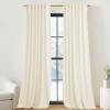 imageNICETOWN Thermal Insulated Velvet Curtains Ivory 96 Inch Length Heavy Duty Keep Warm Drapes Room Darkening Thermal Insulated Curtains for Patio Hall Villa Bedroom Window Treatment Set of 2Ivory White