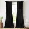 imageNICETOWN Thermal Insulated Velvet Curtains Ivory 96 Inch Length Heavy Duty Keep Warm Drapes Room Darkening Thermal Insulated Curtains for Patio Hall Villa Bedroom Window Treatment Set of 2Black