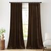 imageNICETOWN Thermal Insulated Velvet Curtains Ivory 96 Inch Length Heavy Duty Keep Warm Drapes Room Darkening Thermal Insulated Curtains for Patio Hall Villa Bedroom Window Treatment Set of 2Brown