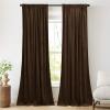 imageNICETOWN Thermal Insulated Velvet Curtains Ivory 96 Inch Length Heavy Duty Keep Warm Drapes Room Darkening Thermal Insulated Curtains for Patio Hall Villa Bedroom Window Treatment Set of 2Brown