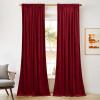 imageNICETOWN Thermal Insulated Velvet Curtains Ivory 96 Inch Length Heavy Duty Keep Warm Drapes Room Darkening Thermal Insulated Curtains for Patio Hall Villa Bedroom Window Treatment Set of 2Red