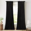 imageNICETOWN Thermal Insulated Velvet Curtains Ivory 96 Inch Length Heavy Duty Keep Warm Drapes Room Darkening Thermal Insulated Curtains for Patio Hall Villa Bedroom Window Treatment Set of 2Black