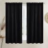 imageNICETOWN Thermal Insulated Velvet Curtains Ivory 96 Inch Length Heavy Duty Keep Warm Drapes Room Darkening Thermal Insulated Curtains for Patio Hall Villa Bedroom Window Treatment Set of 2Black