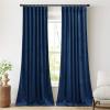imageNICETOWN Thermal Insulated Velvet Curtains Ivory 96 Inch Length Heavy Duty Keep Warm Drapes Room Darkening Thermal Insulated Curtains for Patio Hall Villa Bedroom Window Treatment Set of 2Navy Blue