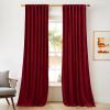 imageNICETOWN Thermal Insulated Velvet Curtains Ivory 96 Inch Length Heavy Duty Keep Warm Drapes Room Darkening Thermal Insulated Curtains for Patio Hall Villa Bedroom Window Treatment Set of 2Red