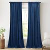 imageNICETOWN Thermal Insulated Velvet Curtains Ivory 96 Inch Length Heavy Duty Keep Warm Drapes Room Darkening Thermal Insulated Curtains for Patio Hall Villa Bedroom Window Treatment Set of 2Navy Blue