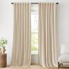 imageNICETOWN Thermal Insulated Velvet Curtains Ivory 96 Inch Length Heavy Duty Keep Warm Drapes Room Darkening Thermal Insulated Curtains for Patio Hall Villa Bedroom Window Treatment Set of 2Beige