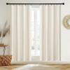 imageNICETOWN Thermal Insulated Velvet Curtains Ivory 96 Inch Length Heavy Duty Keep Warm Drapes Room Darkening Thermal Insulated Curtains for Patio Hall Villa Bedroom Window Treatment Set of 2Ivory White