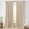 imageNICETOWN Thermal Insulated Velvet Curtains Ivory 96 Inch Length Heavy Duty Keep Warm Drapes Room Darkening Thermal Insulated Curtains for Patio Hall Villa Bedroom Window Treatment Set of 2Beige