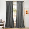 imageNICETOWN Thermal Insulated Velvet Curtains Ivory 96 Inch Length Heavy Duty Keep Warm Drapes Room Darkening Thermal Insulated Curtains for Patio Hall Villa Bedroom Window Treatment Set of 2Grey