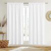 imageNICETOWN Thermal Insulated Velvet Curtains Ivory 96 Inch Length Heavy Duty Keep Warm Drapes Room Darkening Thermal Insulated Curtains for Patio Hall Villa Bedroom Window Treatment Set of 2White