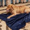 imageNICETOWN Waterproof Dog Blanket Bed Cover Sherpla Fleece Cozy Plush Bed Large Dog Blanket for Couch Sofa Floor Protecting Pet Day for Present 50quot W x 60quot L Light GreyNavy