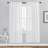 imageNICETOWN White Linen Sheer Curtains and Drapes 84 inches Long Rod Pocket ampamp Back Tab semitransparent with Light Through Vertical Window Treatments for Sliding Glass Door ampamp Living Room 52quotW Set of 2White